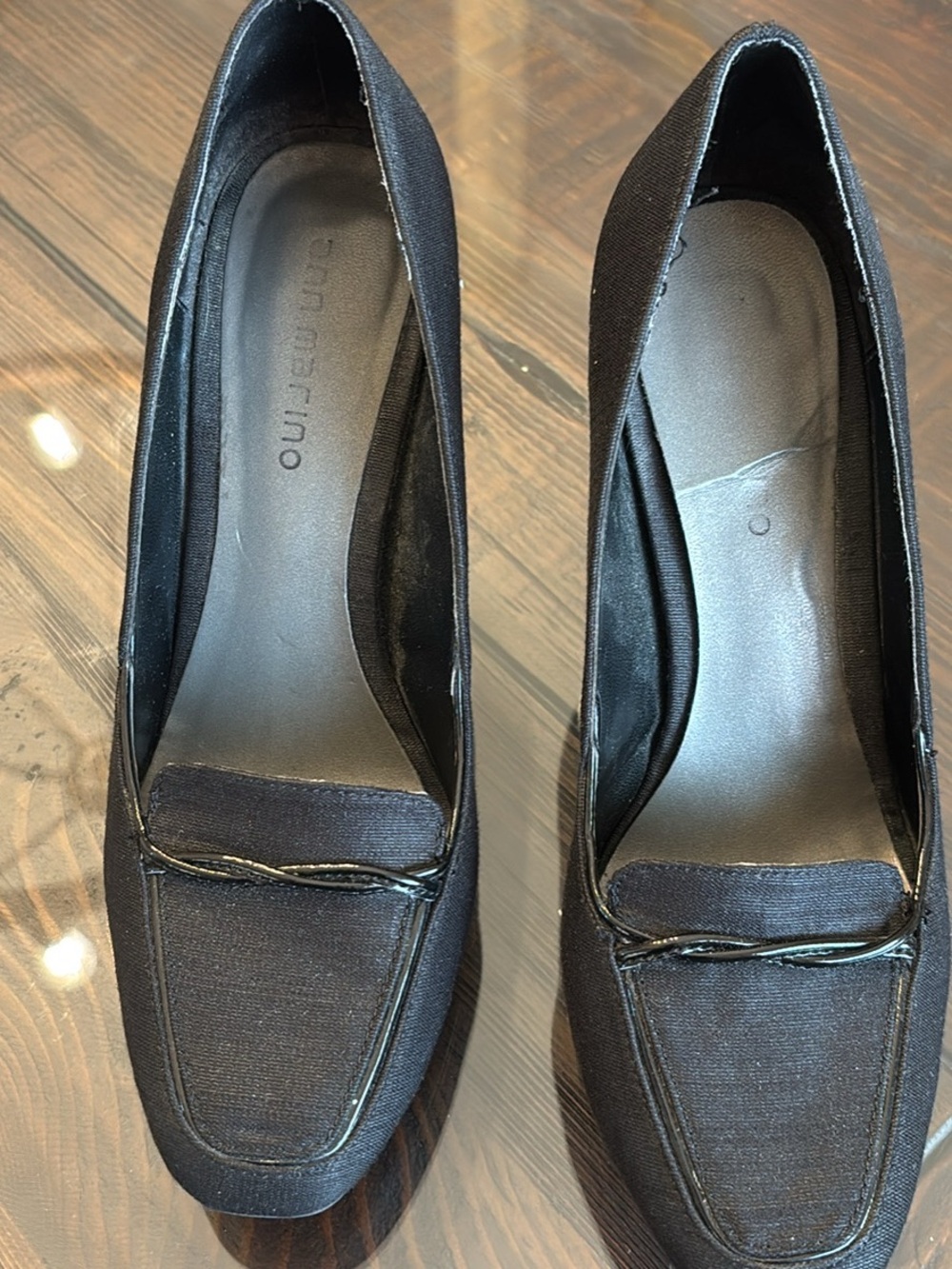 Ann Marino Black Square-Toe Pump Heels
